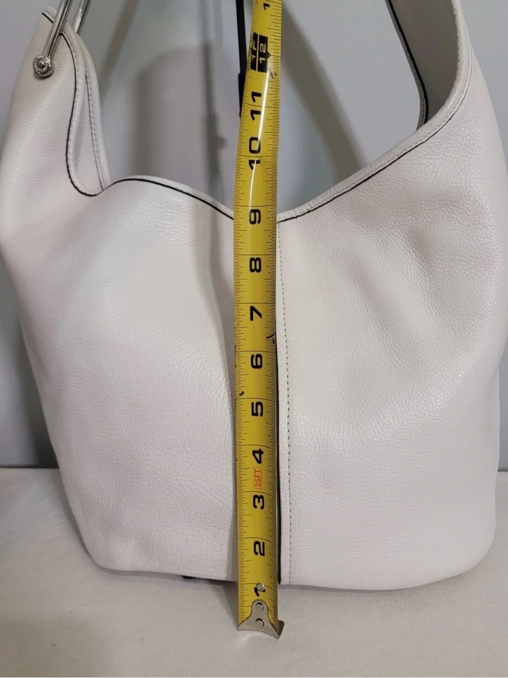 Michael Kors Hobo Shoulder Bag White Leather Silver Hardware